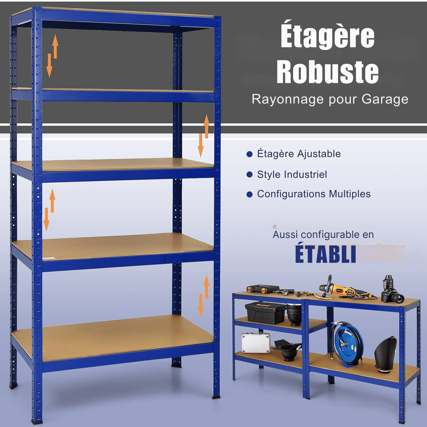 Étagère Métallique - MegaRack™ - Bleu - Rangement signature