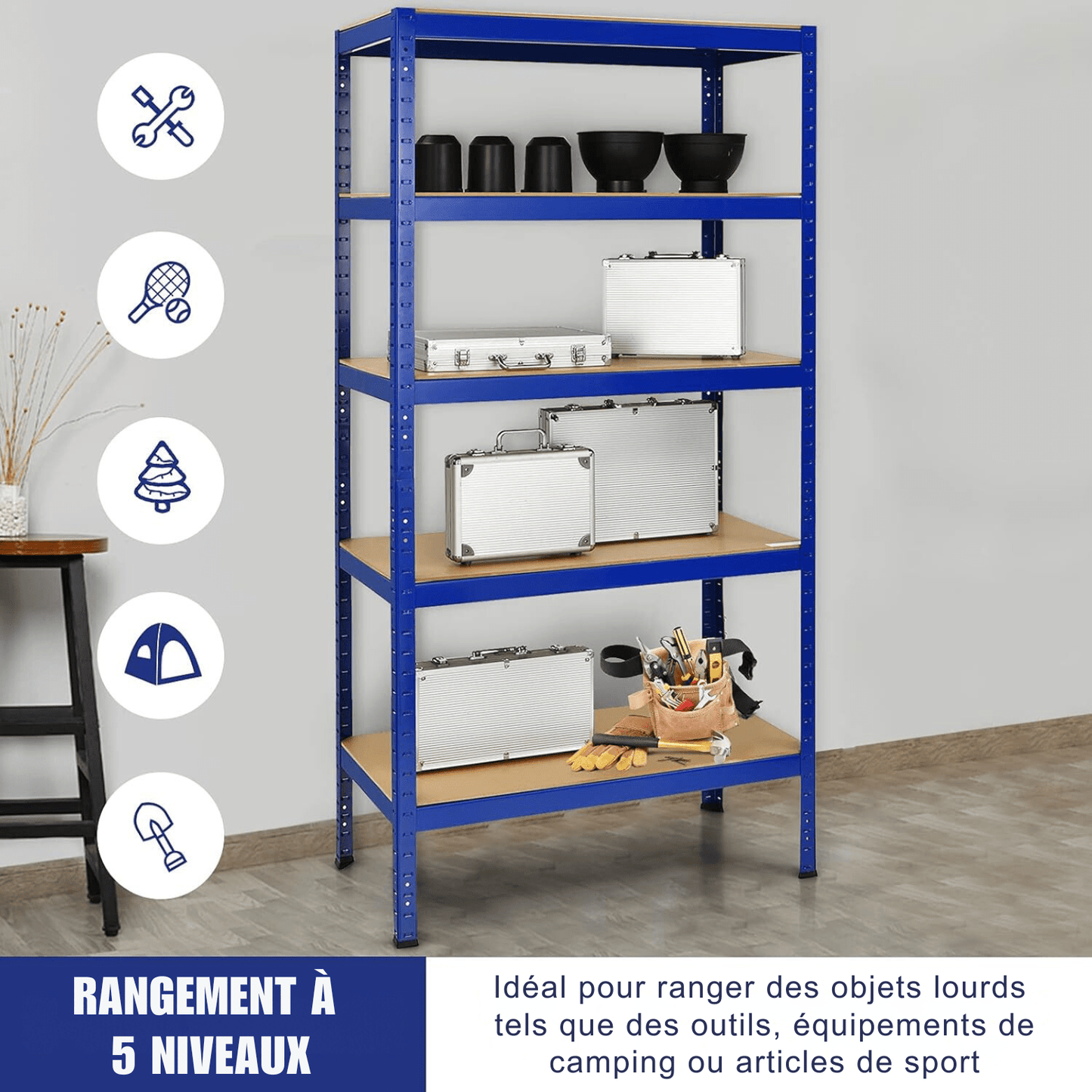 Étagère Métallique - MegaRack™ - Bleu - Rangement signature